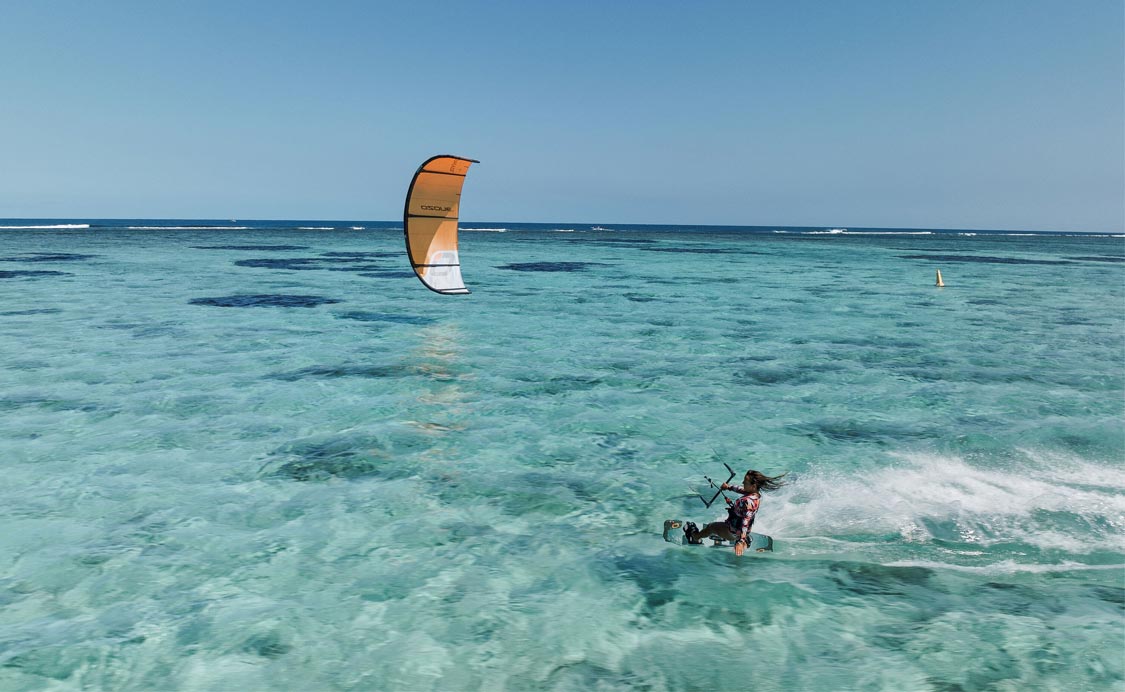 kitesurfing-amihan-season-boracay Kitesurfer riding in strong Amihan wind at Bulabog Beach, Boracay